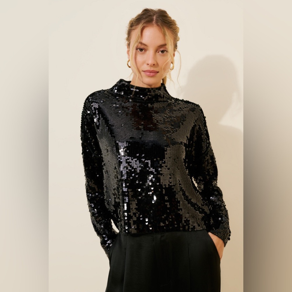 The Alani Cashmere Mock-Neck Sweater: Sequin Edition